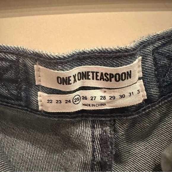ONE TEASPOON Shorts Women Size 25 Denim Jean Cut Off Fray Button Fly Le Wolves - Picture 8 of 11